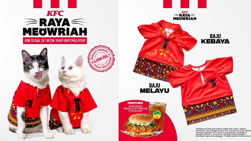 KFC Malaysia drops Raya clothing set for feline friends